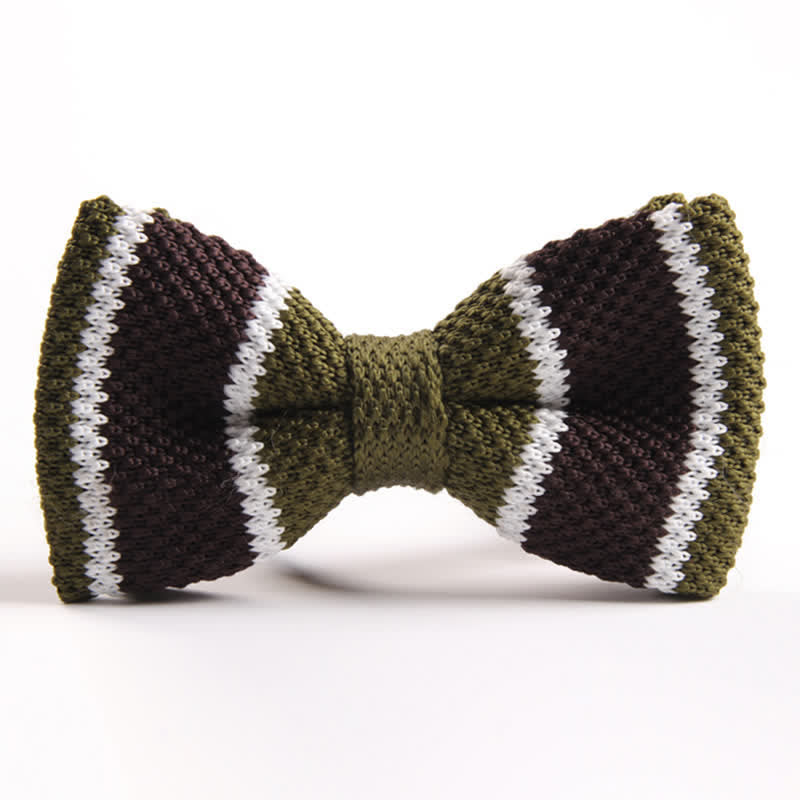 Nœud papillon tricoté à rayures tricolores pour homme