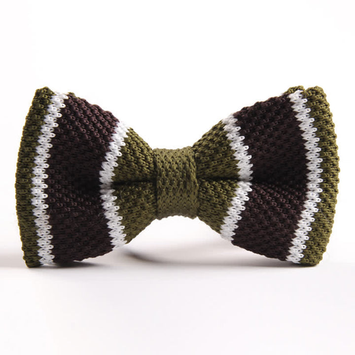 Nœud papillon tricoté à rayures tricolores pour homme