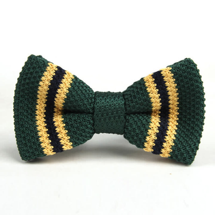 Nœud papillon tricoté à rayures tricolores pour homme