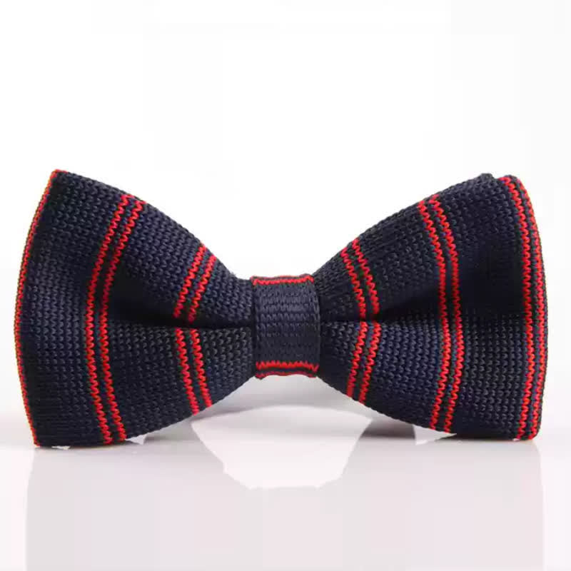 Nœud papillon tricoté à rayures simples pour hommes