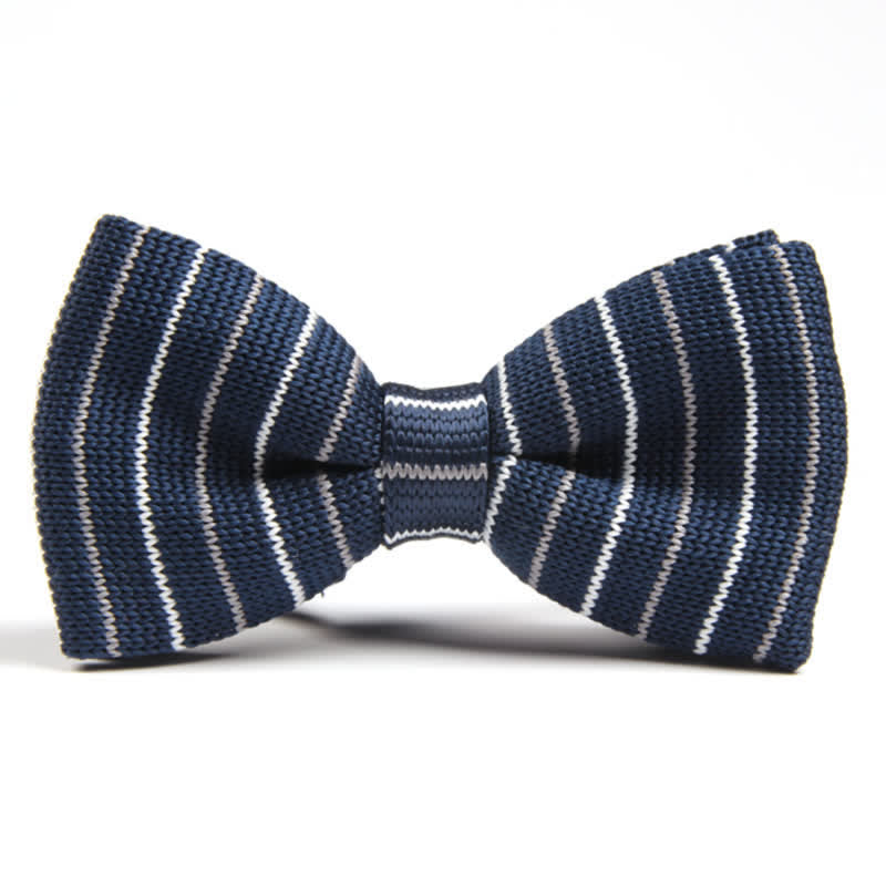 Nœud papillon tricoté à rayures simples pour hommes
