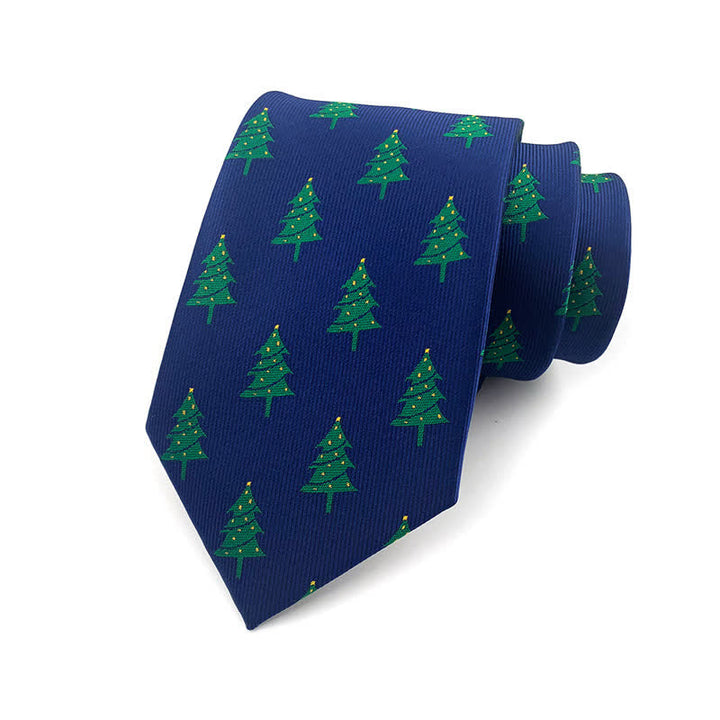 Cravate pour homme au motif festif de sapins de Noël verts