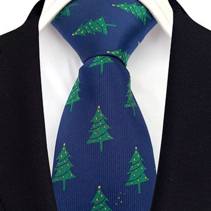 Cravate pour homme au motif festif de sapins de Noël verts