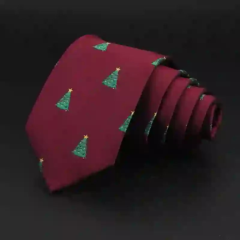 Cravate pour homme au motif festif de sapins de Noël verts