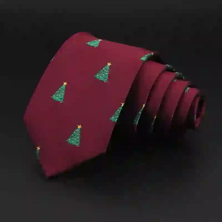 Cravate pour homme au motif festif de sapins de Noël verts