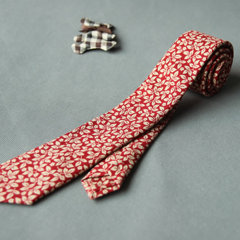 Cravate décontractée en coton à motif floral pour homme