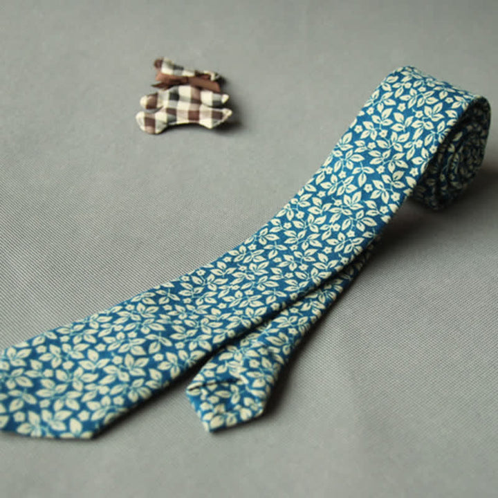 Cravate décontractée en coton à motif floral pour homme