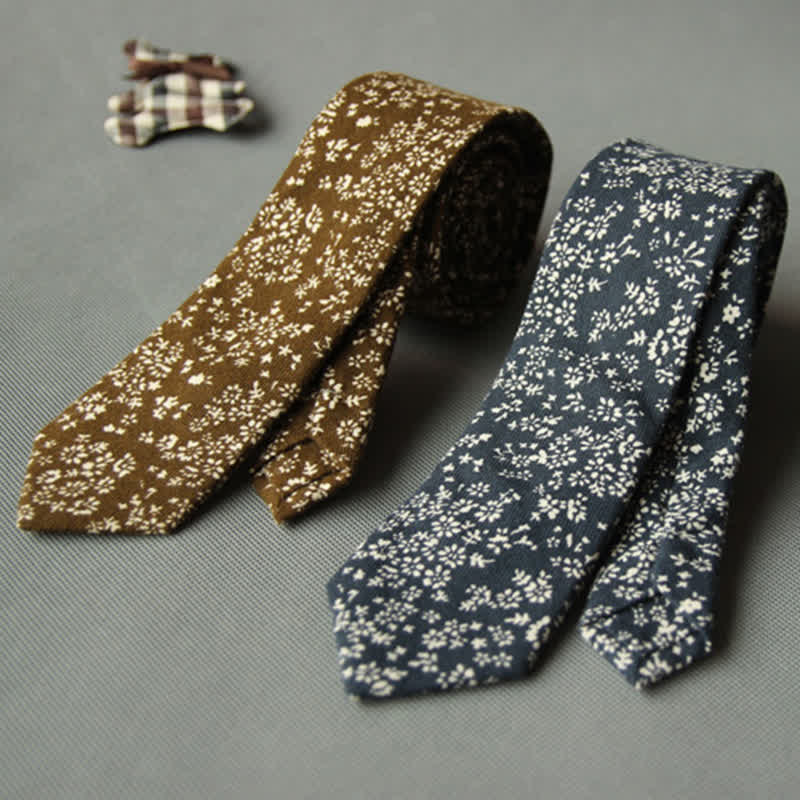Cravate décontractée en coton à motif floral pour homme