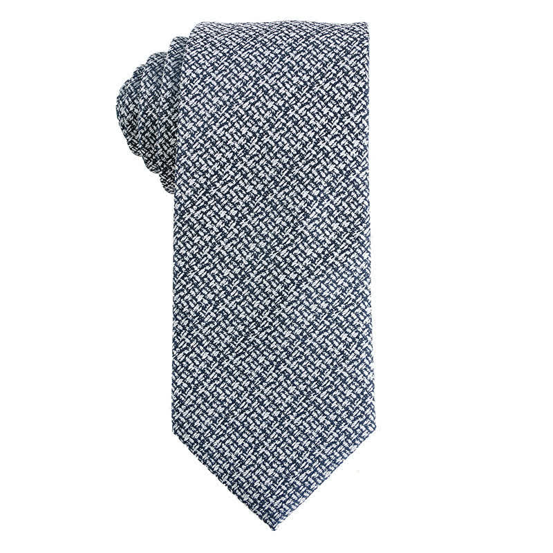 Cravate pour homme série gris foncé à rayures et pois cachemire