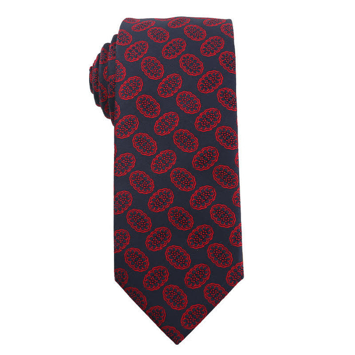 Cravate de mariage élégante pour homme, série rouge vin foncé - Style #4 - image 5
