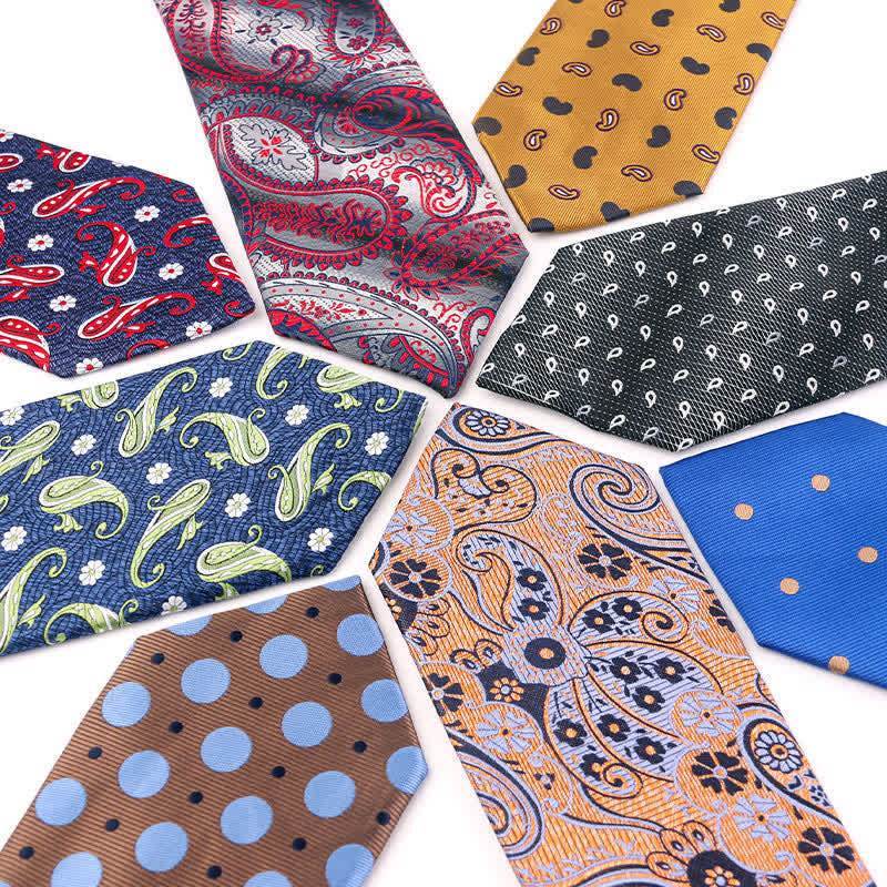 Cravate vintage pour homme, motif cachemire coloré à pois - image 1