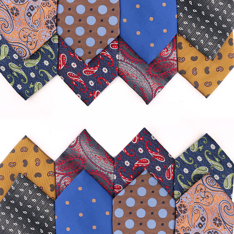 Cravate vintage pour homme, motif cachemire coloré à pois - image 0