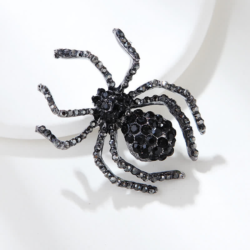 Broche fantaisie vintage unisexe en strass avec motif araignée
