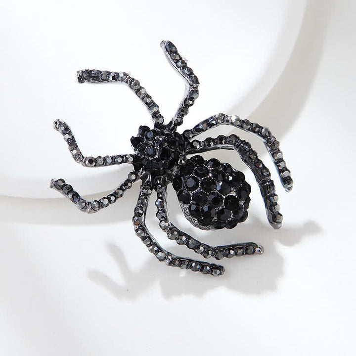 Broche fantaisie vintage unisexe en strass avec motif araignée