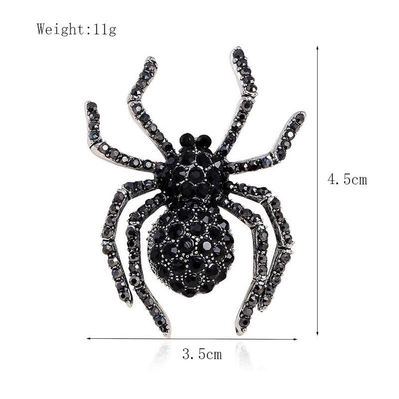 Broche fantaisie vintage unisexe en strass avec motif araignée