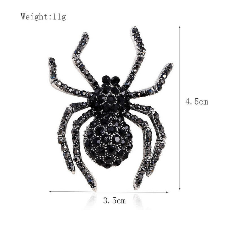 Broche fantaisie vintage unisexe en strass avec motif araignée