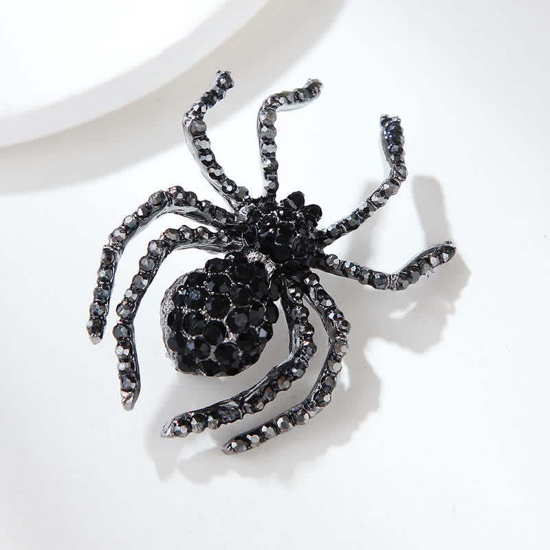 Broche fantaisie vintage unisexe en strass avec motif araignée