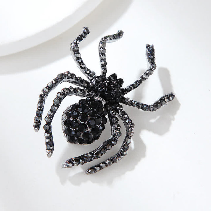 Broche fantaisie vintage unisexe en strass avec motif araignée