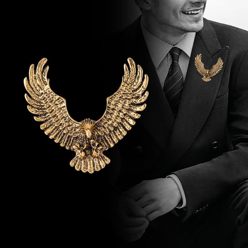 Broche rétro pour homme représentant un aigle aux ailes déployées - image 1
