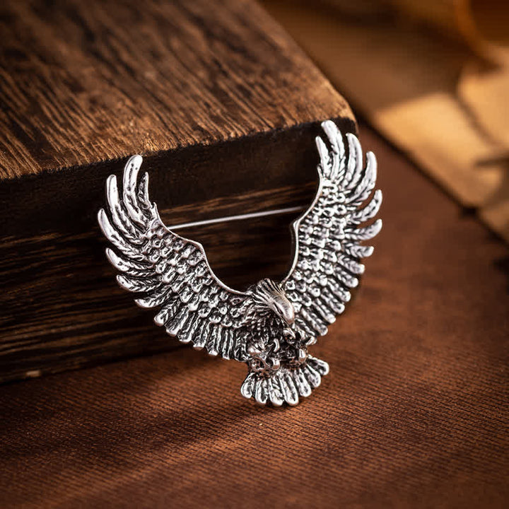 Broche rétro pour homme représentant un aigle aux ailes déployées - Argent antique - image 5