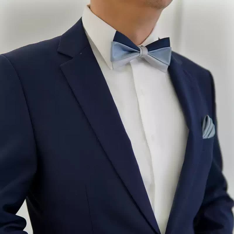 Nœud papillon contrastant bleu marine et gris pour homme