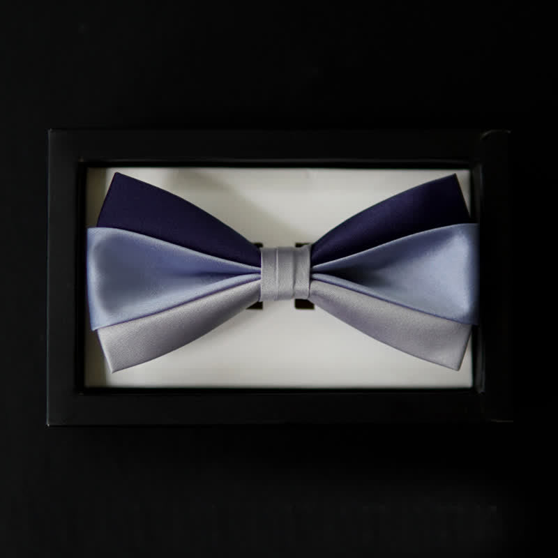 Nœud papillon contrastant bleu marine et gris pour homme