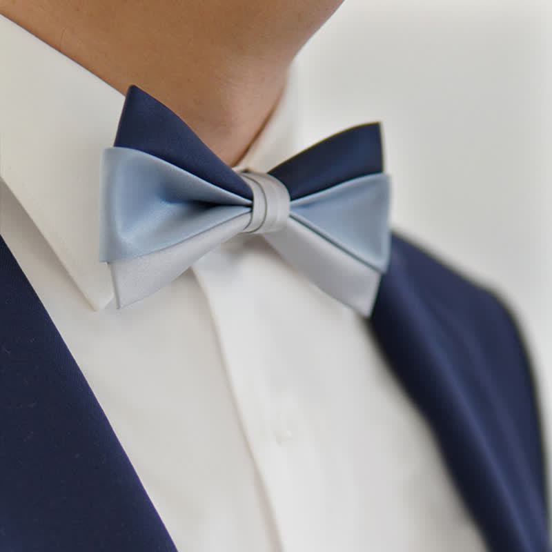 Nœud papillon contrastant bleu marine et gris pour homme