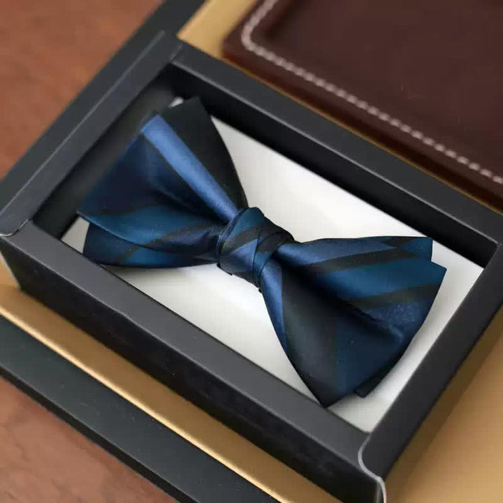 Nœud papillon à rayures bleu acier Noble Navy pour homme - Style n° 3 - Nœud papillon uniquement - image 8