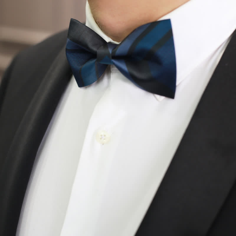 Nœud papillon à rayures bleu acier Noble Navy pour homme - image 3
