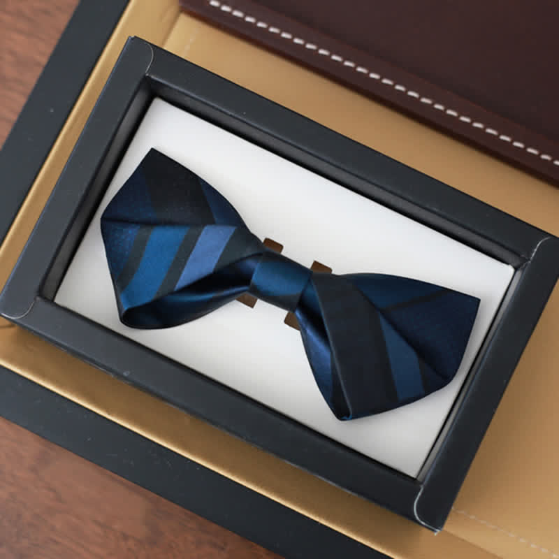 Nœud papillon à rayures bleu acier Noble Navy pour homme - Style n° 2 - Nœud papillon uniquement - image 5