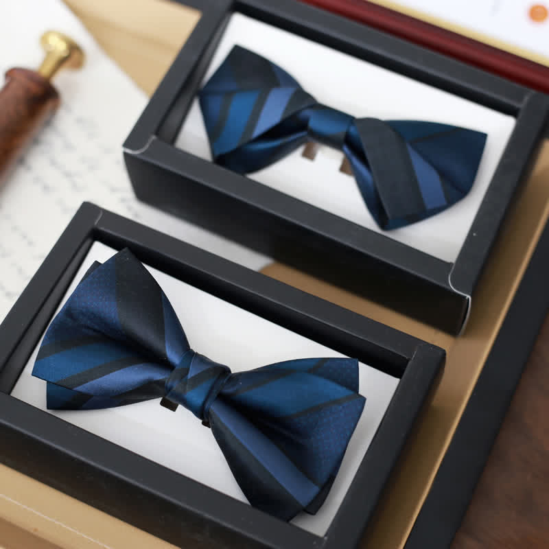 Nœud papillon à rayures bleu acier Noble Navy pour homme - image 1