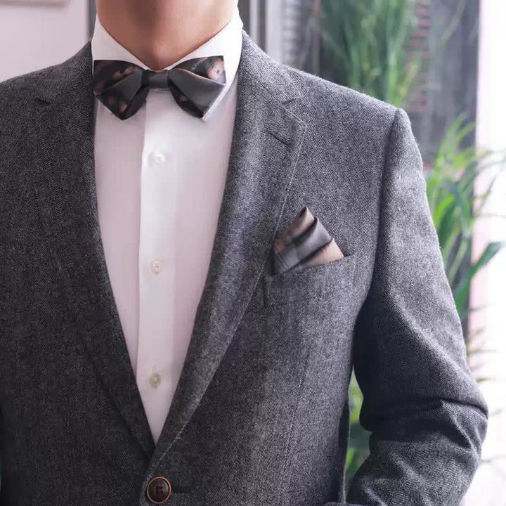 Nœud papillon dégradé de couleur marron et gris pour homme