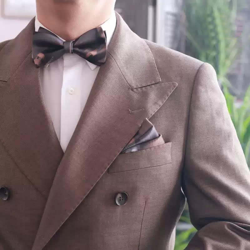 Nœud papillon dégradé de couleur marron et gris pour homme