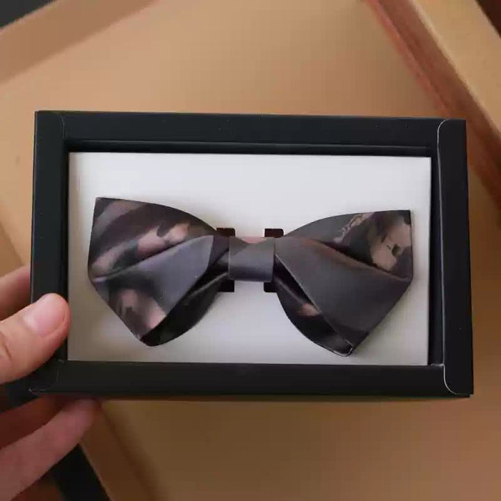 Nœud papillon dégradé de couleur marron et gris pour homme