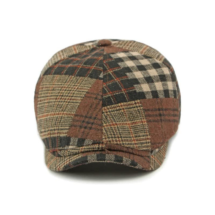Chapeau béret gavroche classique à carreaux patchwork différent - image 3