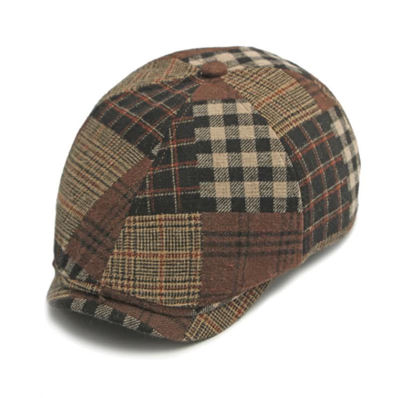 Chapeau béret gavroche classique à carreaux patchwork différent - image 4