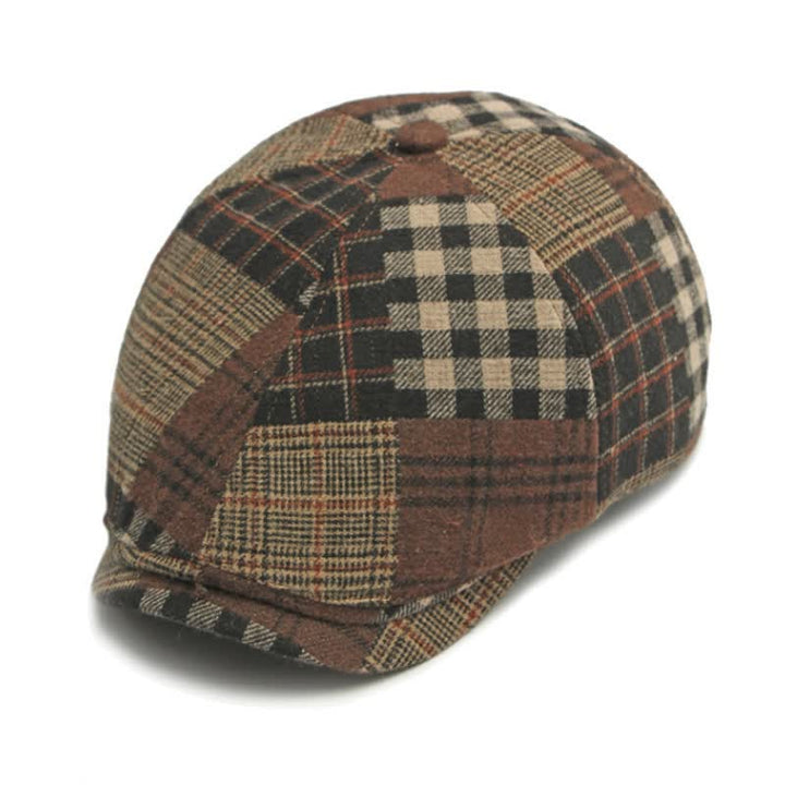 Chapeau béret gavroche classique à carreaux patchwork différent - image 4