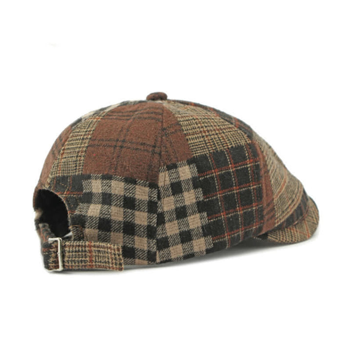 Chapeau béret gavroche classique à carreaux patchwork différent - image 9