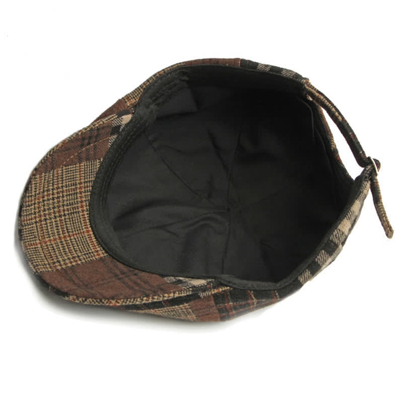 Chapeau béret gavroche classique à carreaux patchwork différent - image 10
