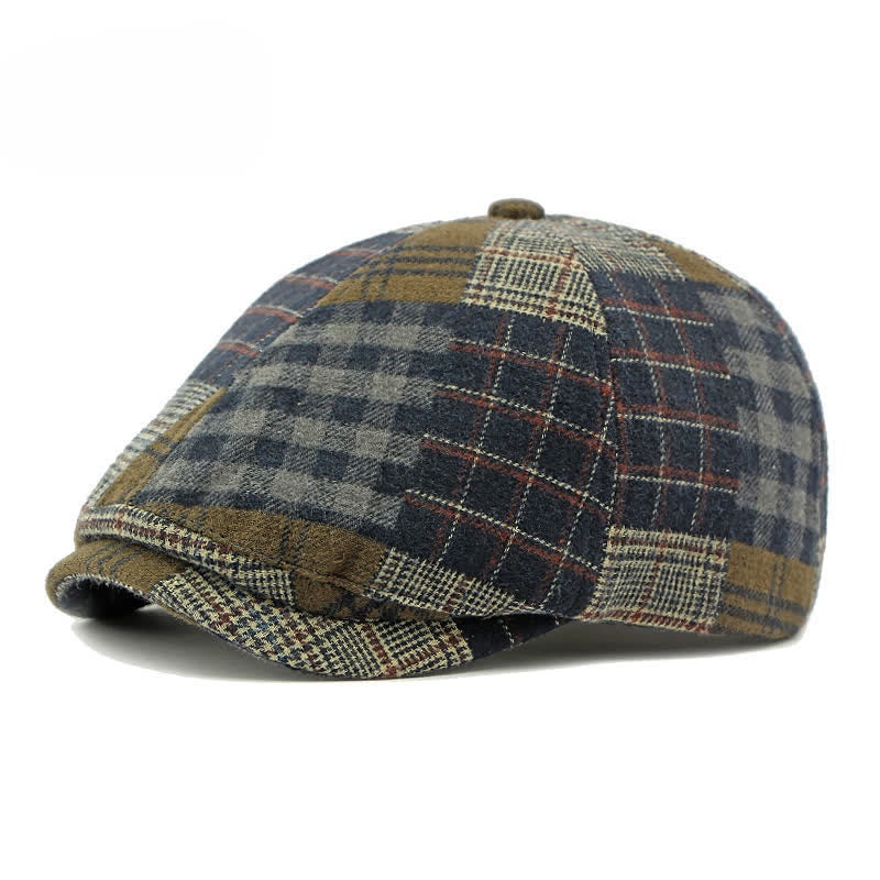 Chapeau béret gavroche classique à carreaux patchwork différent - Marine - Réglable (21 5/8"-23 5/8") - image 11