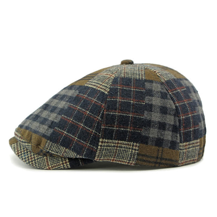 Chapeau béret gavroche classique à carreaux patchwork différent - image 13