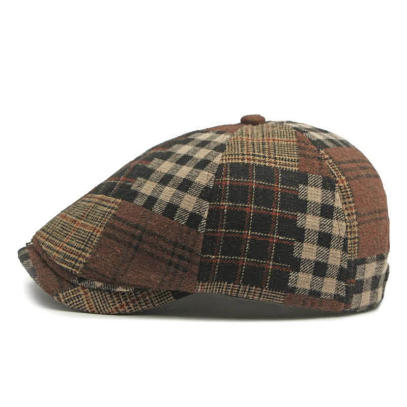 Chapeau béret gavroche classique à carreaux patchwork différent - image 7