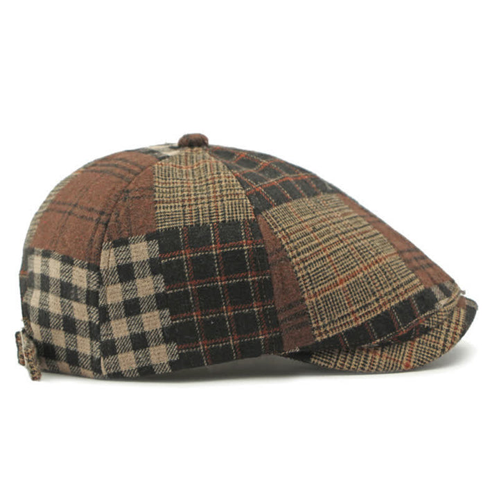 Chapeau béret gavroche classique à carreaux patchwork différent