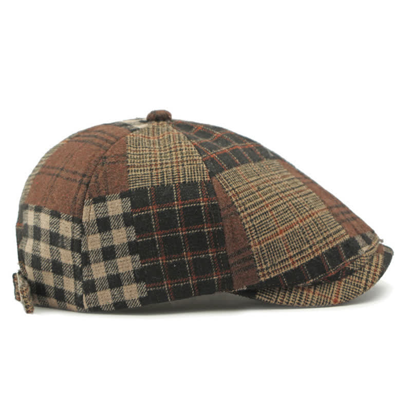 Chapeau béret gavroche classique à carreaux patchwork différent - image 6