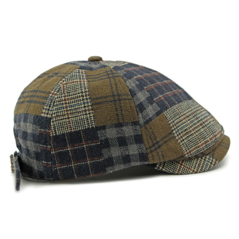 Chapeau béret gavroche classique à carreaux patchwork différent - image 15