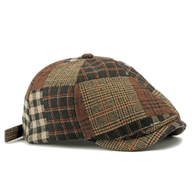 Chapeau béret gavroche classique à carreaux patchwork différent - image 5