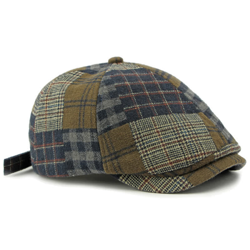 Chapeau béret gavroche classique à carreaux patchwork différent - image 14