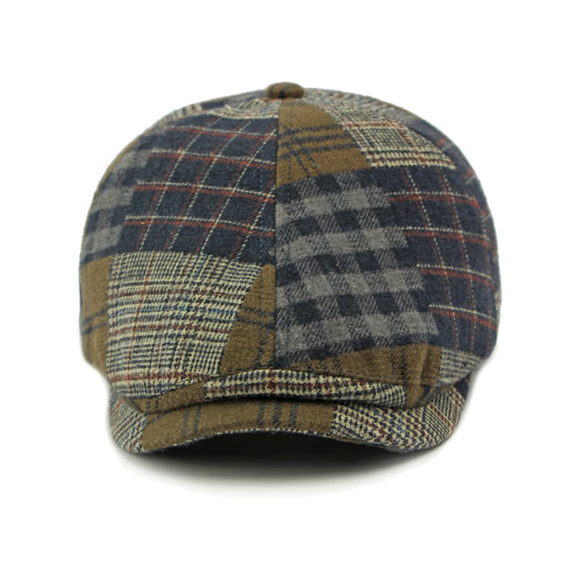 Chapeau béret gavroche classique à carreaux patchwork différent - image 12