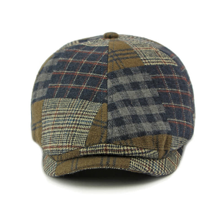 Chapeau béret gavroche classique à carreaux patchwork différent - image 12