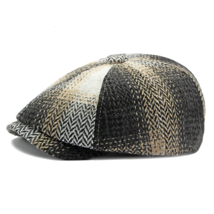 Béret gavroche à chevrons rayé de style britannique - Noir - Réglable (21 5/8"-23 1/4") - image 6